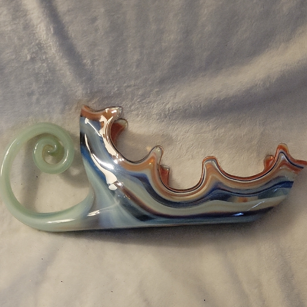 Vintage MCM Retro Art Glass Elegant Multicolor Sculpture.